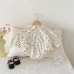 [66-90cm]ロンパース ベビー 可愛い リボン付き ドット柄 - Image 6