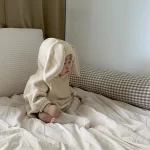 [66-90cm] ウサギ耳 フード付き ボア ロンパース - Image 8