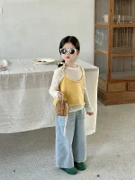 [90-140cm] イエローキャミORデニム パンツ ORベージュ トップス - Image 11