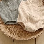 [65-90cm]サロペットロンパース&帽子 ストライプ編み シンプル 定番 - Image 5