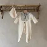 [66-90cm] ボーダー リボン オールインワン - Image 3