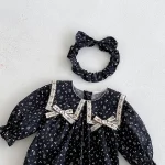 [66-140cm] リボン 小花柄 ロンパース or ワンピース - Image 15