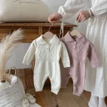 [66-100cm] ポロ ゲーブル編み オールインワン - Image 12