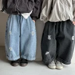 [80-140cm] デニム カジュアル ロング パンツ - Image 8