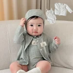 [66-90cm]ロンパース or カーディガン リブ シンプル ベビー服 - Image 3