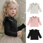 [73-110cm]シャツ 肩フリル シンプル 合わせやすい 長袖 トップス - Image 8