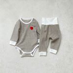 [66-90cm]ハート柄 ボーダー セットアップ - Image 9