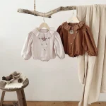 [66-90cm]ロンパース 韓国風 フリル襟 花刺繡 おしゃれ ベビー服 - Image 4