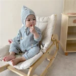 [66-90cm]帽子付き 梨柄 ワッフル オールインワン or セットアップ - Image 8