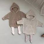 [66-90cm] フーディシンプル ロンパース - Image 7