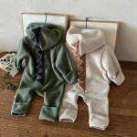 [66-90cm] 韓国風 恐竜デザイン ボア オールインワン - Image 3