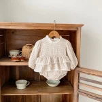 [66-90cm] 小花柄 リネン ロンパース - Image 12