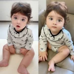 [66-90cm] フリル襟 リボン ロンパース - Image 5