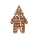 [59-90cm] フード付き 雪柄 オールインワン - Image 2