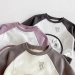 [73-110cm] ポケット付き 英字&熊柄 セットアップ