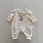 [73-90cm]ロンパース ウサギ柄 リネン オールインワン - Image 6