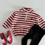 [80-130cm] ハーフジップボーダー プルオーバー - Image 5