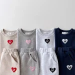 [73-120cm] ハート刺繡 カジュアル セットアップ - Image 3