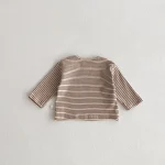 [73-100cm] サイドボタン ボーダー シャツ - Image 6