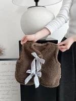 [66-100cm] リボン ボア ベスト - Image 8