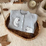 [66-100cm]熊柄ニットオールインワン - Image 2