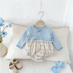 [66-90cm]ロンパース リボン花柄 可愛い おしゃれ - Image 5