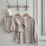 [66-90cm] 韓国風 ボーダー ロンパース - Image 12