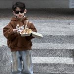 [80-140cm] プリント フード付き 裏起毛 パーカー/デニムパンツ - Image 7