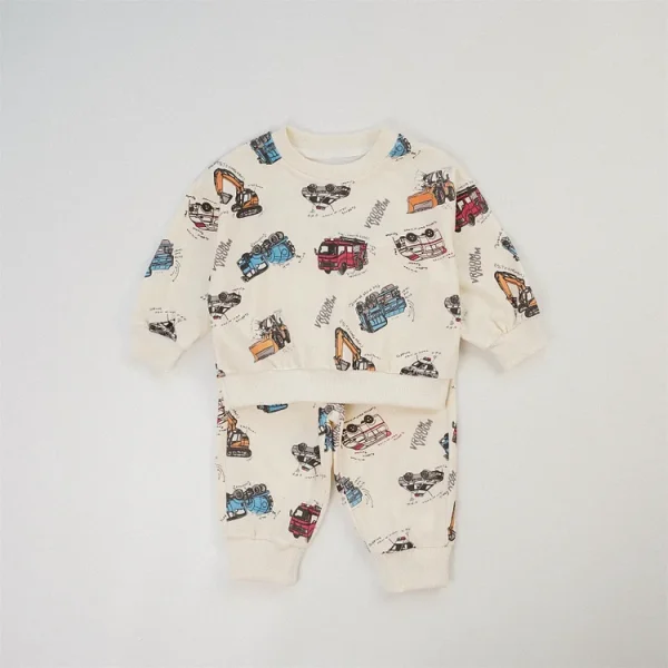 [80-130cm] 車プリント カジュアル セットアップ