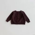 [80-130cm] クールネック シンプル カーディガン - Image 10