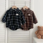 [66-100cm] チェック 犬柄 ロンパース - Image 5