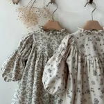 [73-100cm]フリル襟 小花柄 ワンピース