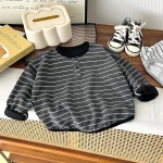 [80-140cm]Tシャツ ボーダー ルーズ カジュアル 合わせやすい トップス - Image 4