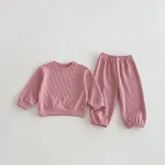 [80-130cm]セットアップ 英字刺繡 ワッフル シンプル 子供服 - Image 23