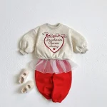 [73-120cm] リボン 英字 カジュアル セットアップ - Image 8