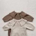 [66-90cm] 韓国風 ノーカラー ロンパース - Image 5