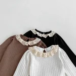 [66-90cm] レース襟リブ ロンパース - Image 7