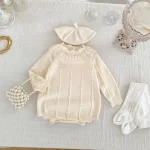 [66-90cm] レース襟 シンプル ロンパース - Image 7