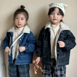 [80-150cm] ボア襟 デニム ジャケット - Image 7