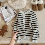 [80-130cm] ボーダー カーディガン