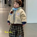 [80-140cm]もこもこ チェック柄 あったか アウター/パンツ - Image 2