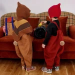 [80-110cm] レトロ ボンボン付き サロペット - Image 6