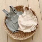 [65-90cm]サロペットロンパース&帽子 ストライプ編み シンプル 定番 - Image 6