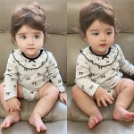 [66-90cm] フリル襟 リボン ロンパース - Image 4