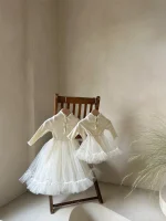 [66-90cm] リボン チュール ワンピース - Image 2