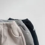 [73-100cm] 韓国風 ポケット付き ボア付き カジュアル パンツ - Image 9