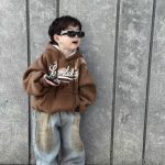 [80-140cm] プリント フード付き 裏起毛 パーカー/デニムパンツ - Image 9