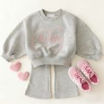 [73-120cm]刺繍 スウェット&フレアパンツ セット