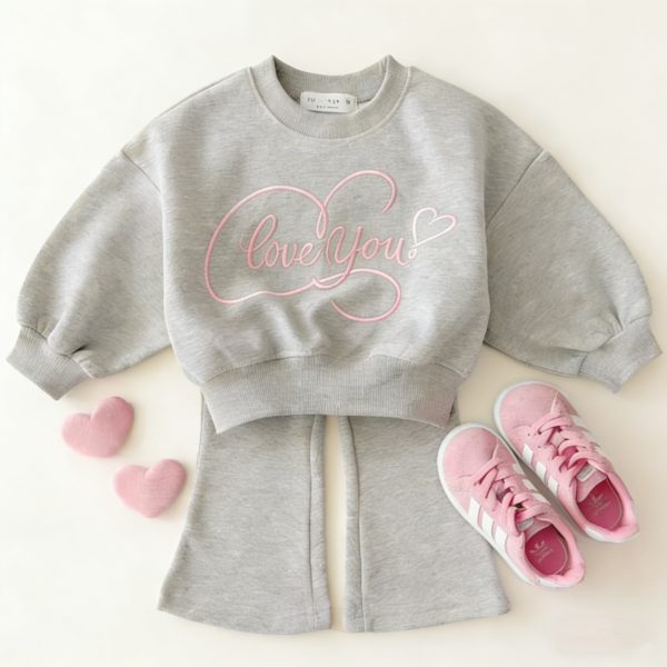 [73-120cm]刺繍 スウェット&フレアパンツ セット