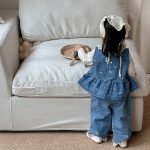 [73-100cm]ベビー 女の子 デニム セットアップ リボン付き 可愛い 上下2点セット - Image 4